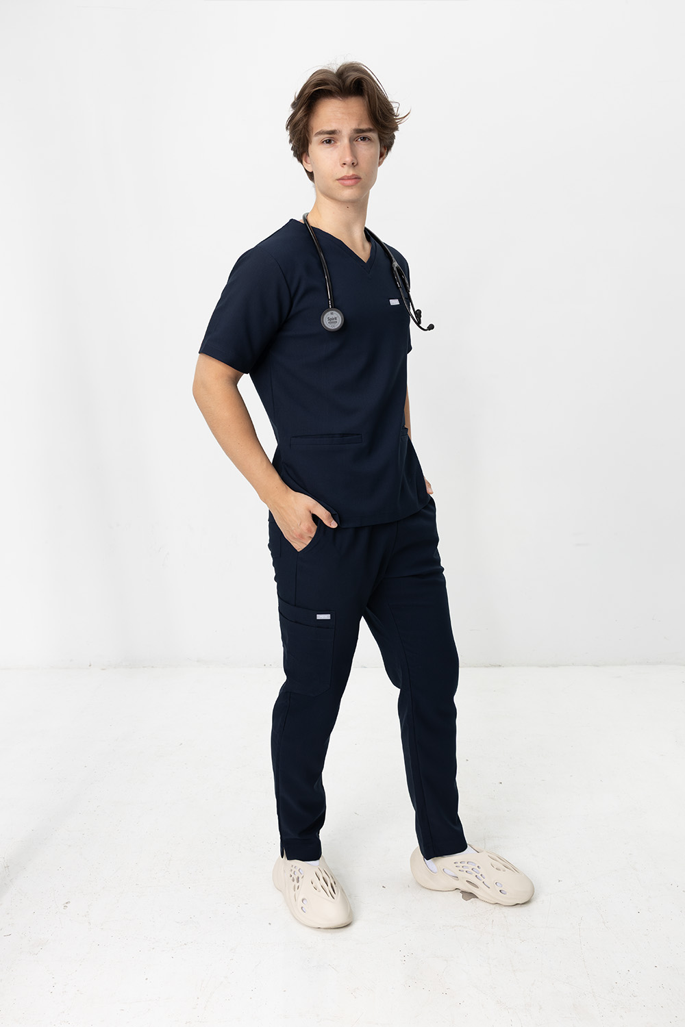 Spodnie Medyczne Męskie Basic - Midnight Blue - obrazek 4