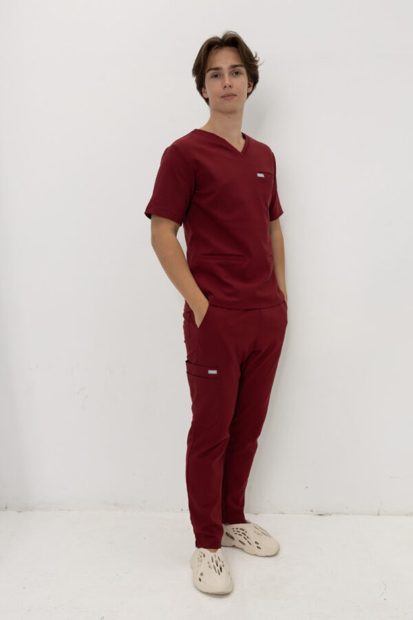 Spodnie Medyczne Męskie Basic - Burgundy