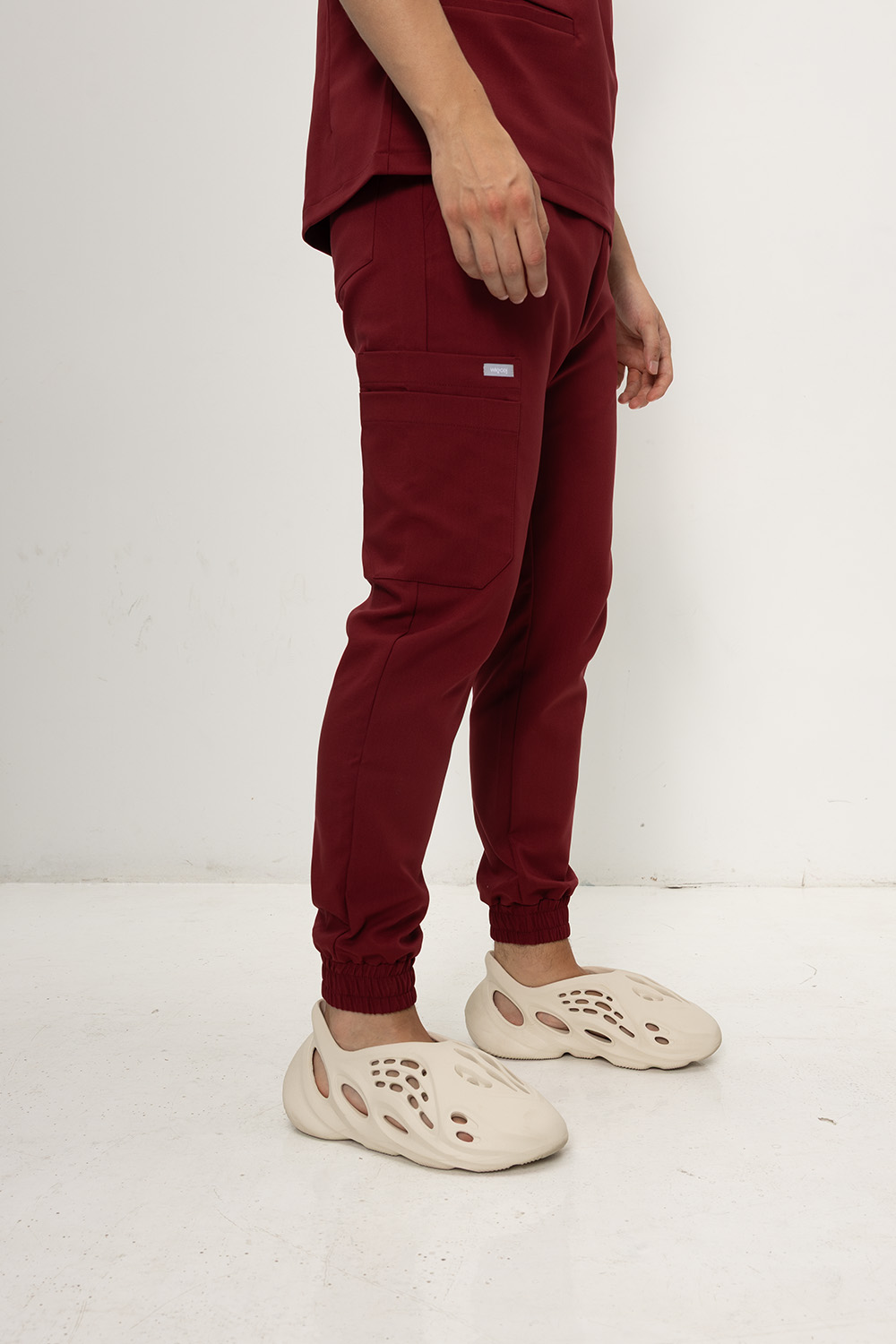 Spodnie Medyczne Męskie Joggery - Burgundy - obrazek 2