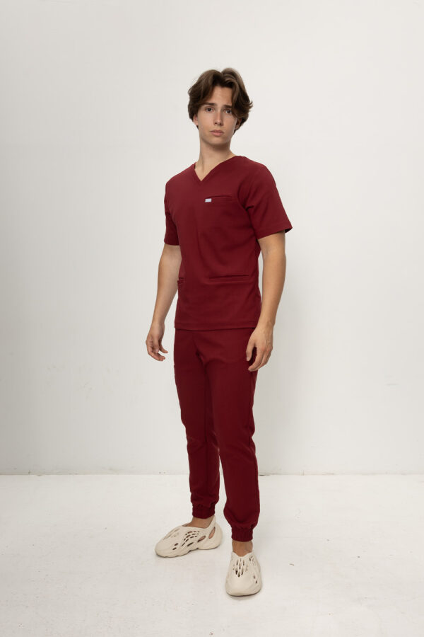 Spodnie Medyczne Męskie Joggery - Burgundy
