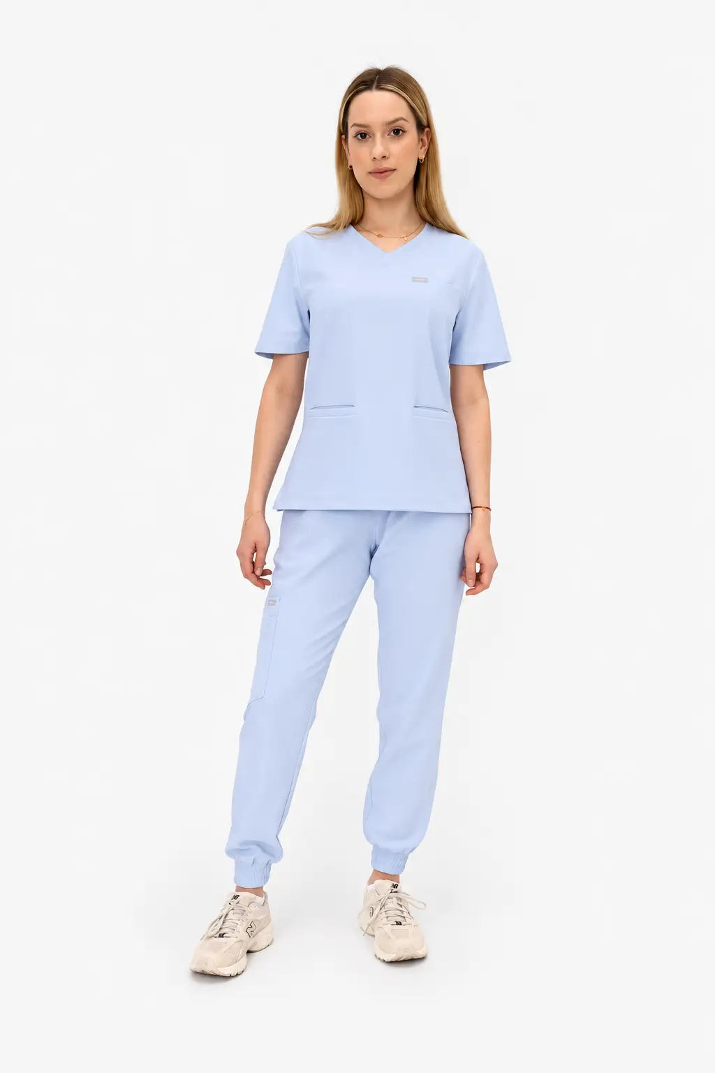 Spodnie Medyczne Damskie Joggery - Baby Blue - obrazek 2