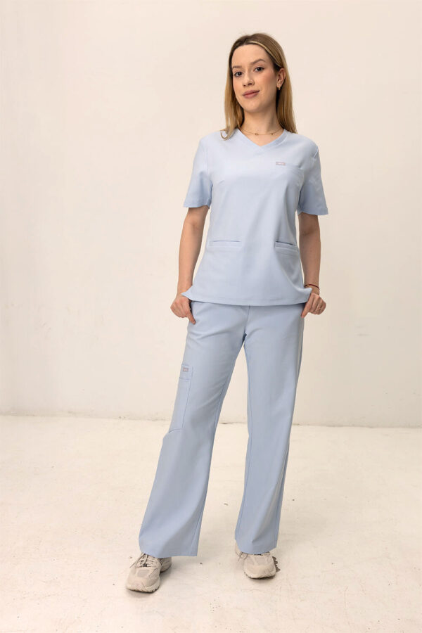 Bluza Medyczna Basic Damska - Baby Blue