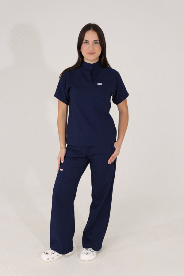 Bluza Medyczna Ze Stójką Damska - Light Navy