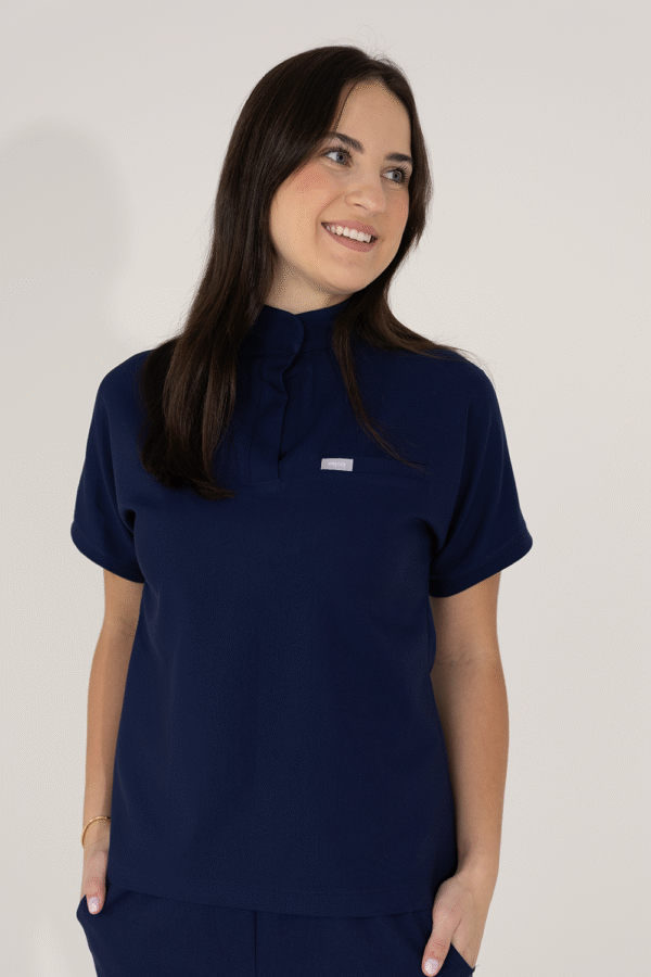 Bluza Medyczna Ze Stójką Damska - Light Navy