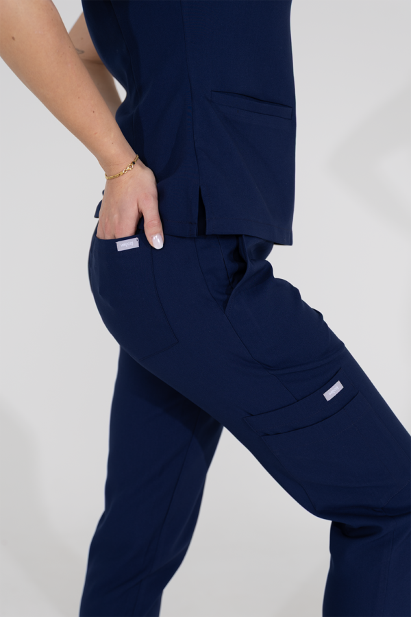 Spodnie Medyczne Damskie Basic - Light Navy