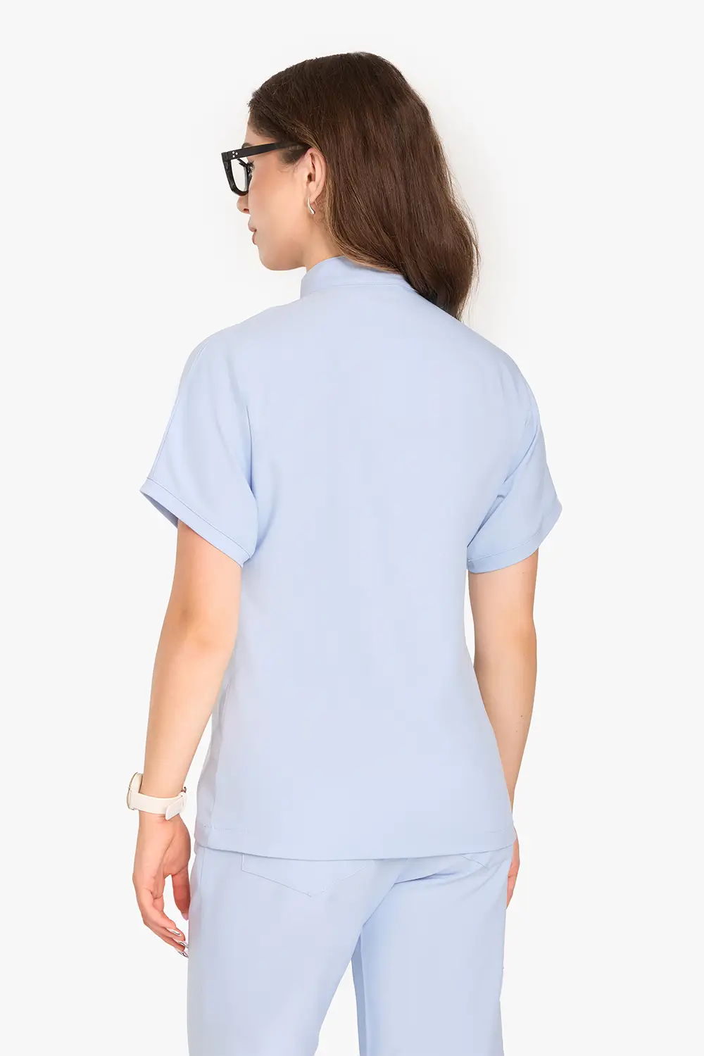 Bluza Medyczna Ze Stójką Damska - Baby Blue - obrazek 2