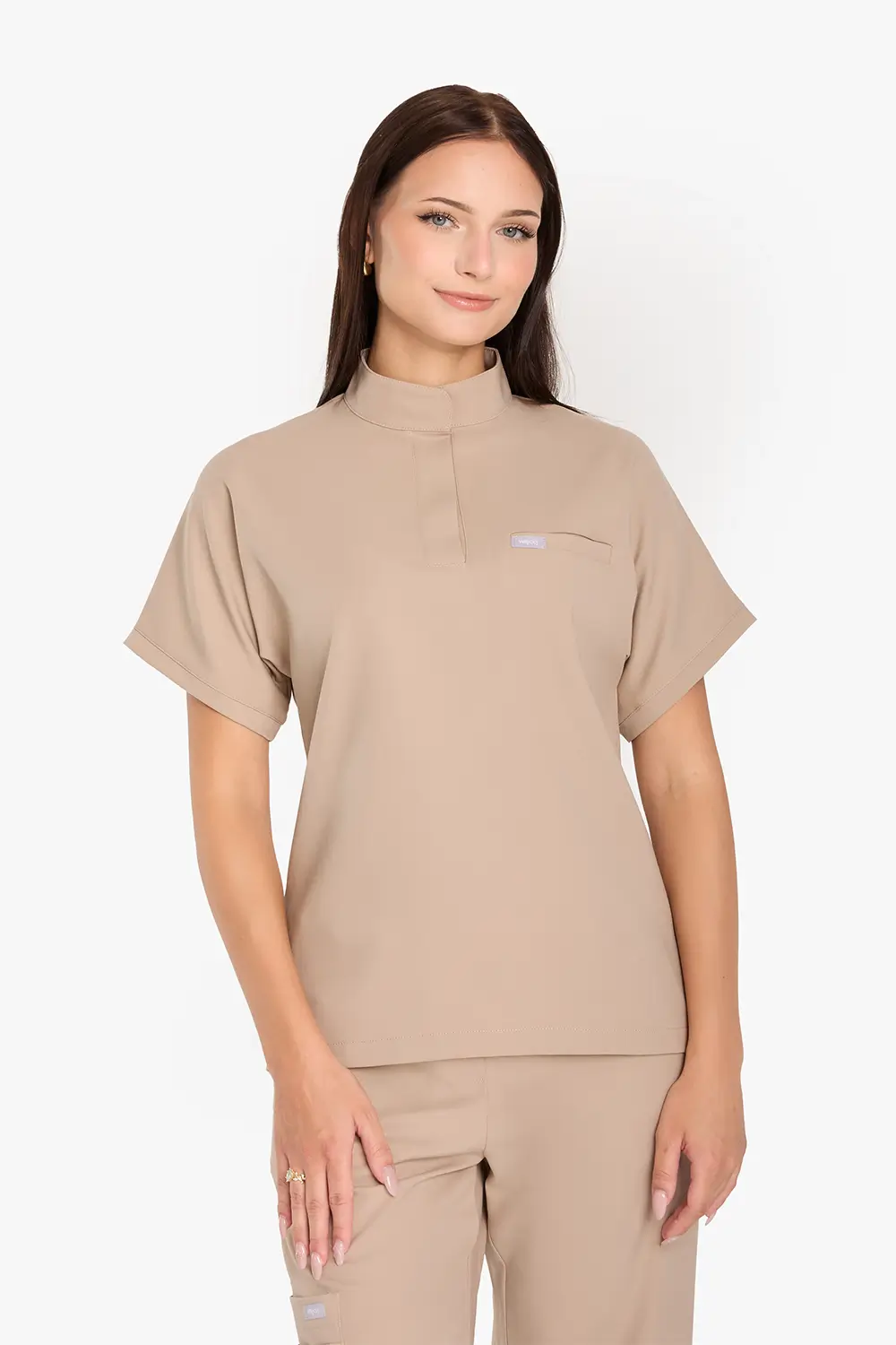 Bluza Medyczna Ze Stójką Damska - Beige