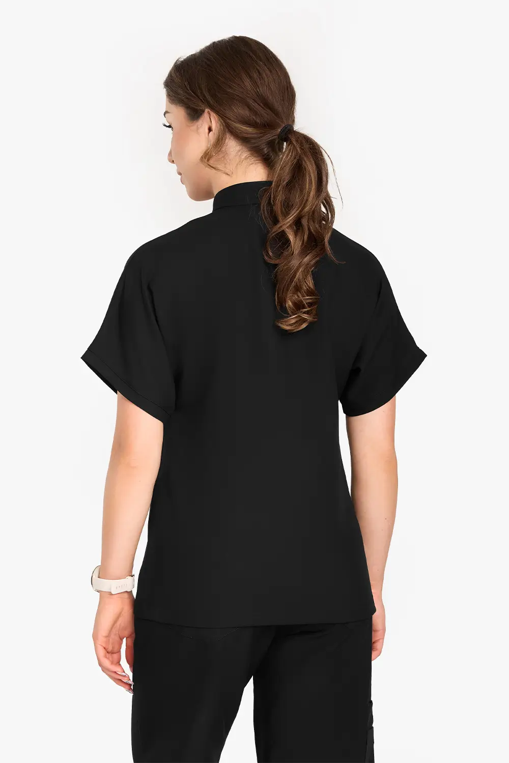 Bluza Medyczna Ze Stójką Damska - Black - obrazek 2
