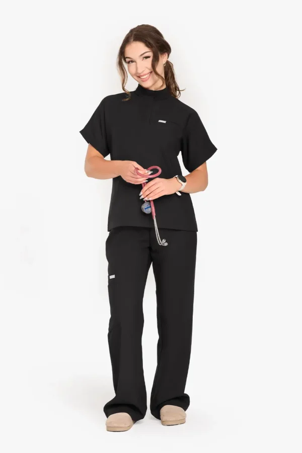 Bluza Medyczna Ze Stójką Damska - Black