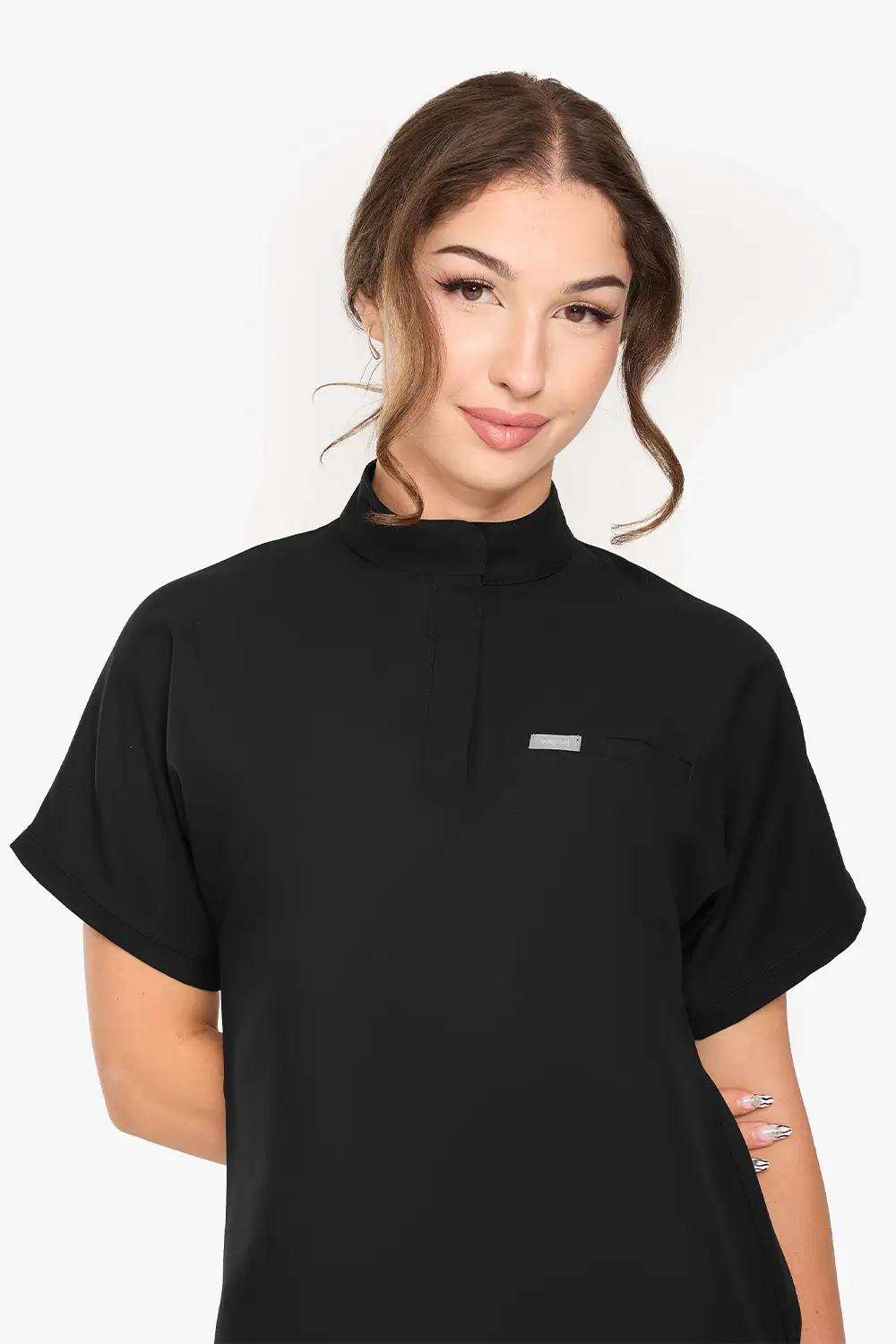 Bluza Medyczna Ze Stójką Damska - Black - obrazek 4