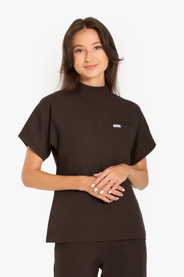 Bluza Medyczna Ze Stójką Damska - Hot Chocolate