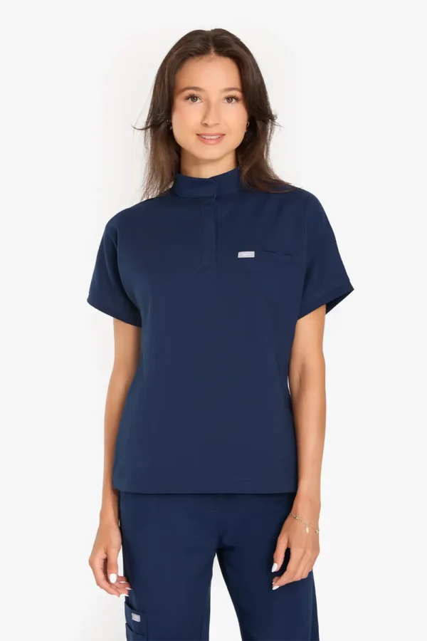 Bluza Medyczna Ze Stójką Damska - Light Navy