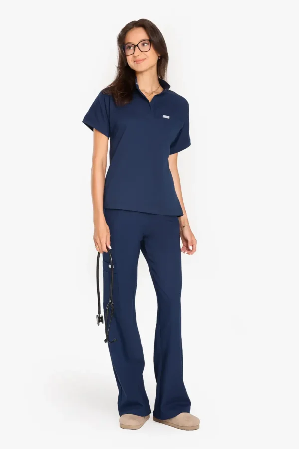 Bluza Medyczna Ze Stójką Damska - Light Navy