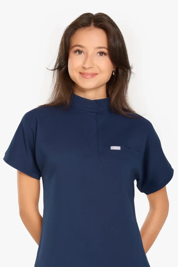 Bluza Medyczna Ze Stójką Damska - Light Navy