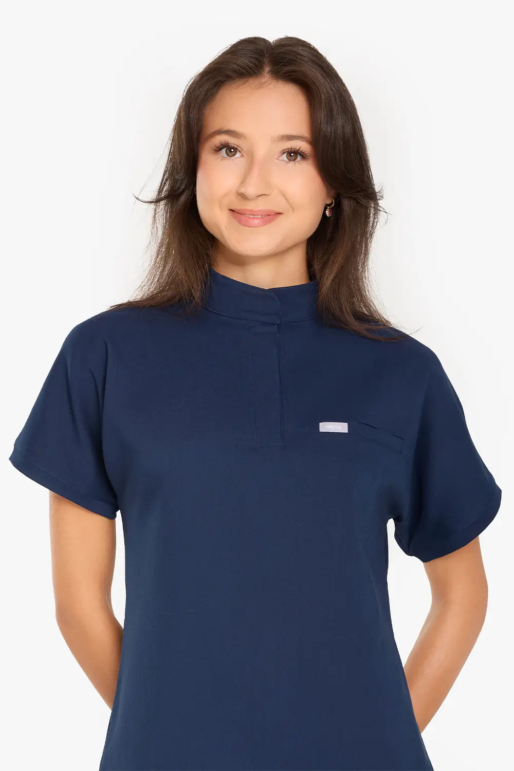 Bluza Medyczna Ze Stójką Damska - Light Navy - obrazek 4