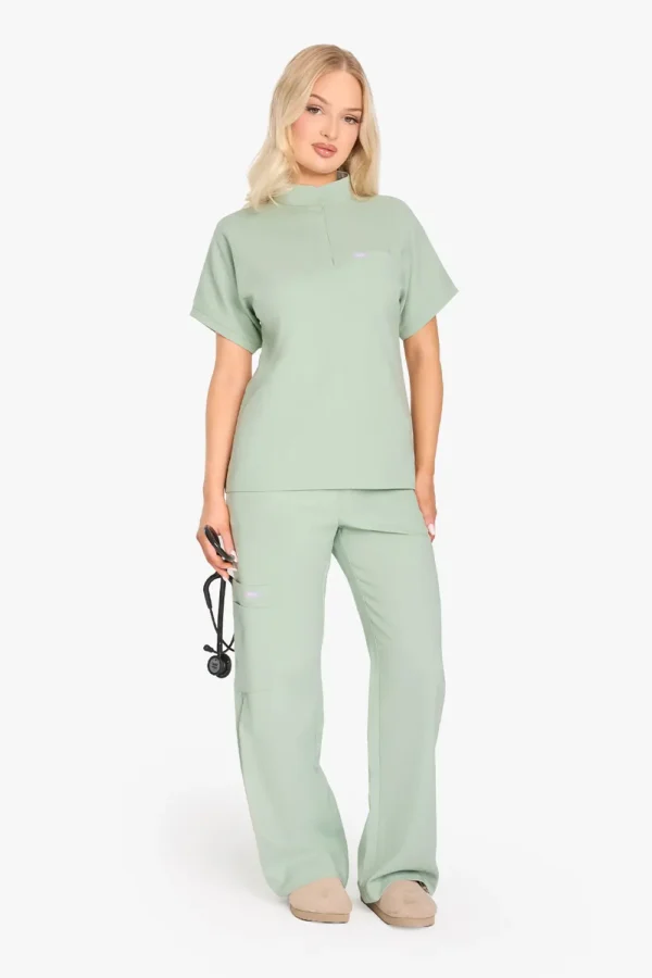 Bluza Medyczna Ze Stójką Damska - Matcha Latte