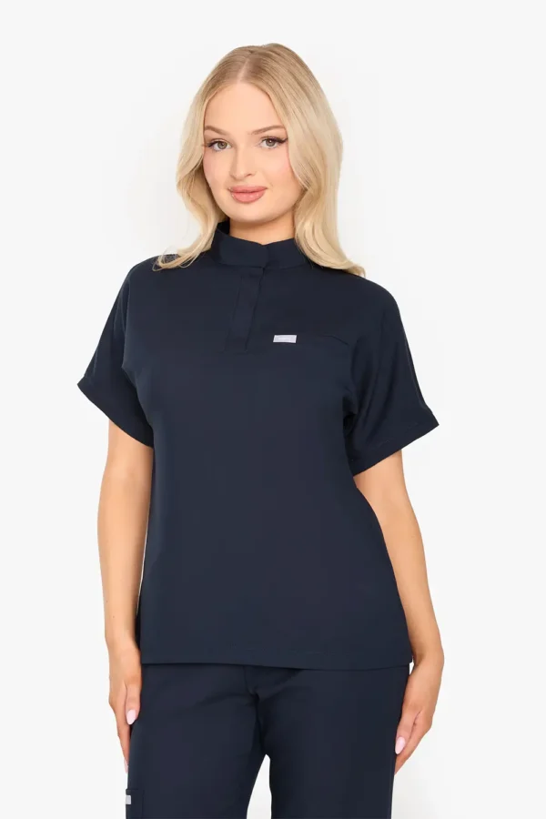 Bluza Medyczna Ze Stójką Damska - Midnight Blue