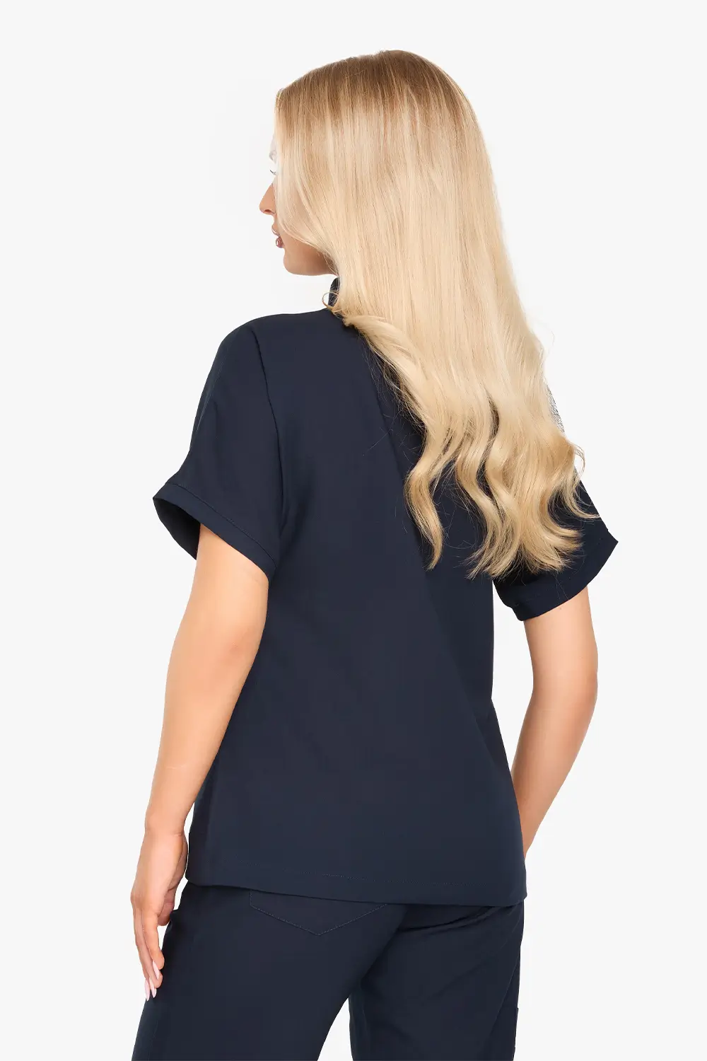 Bluza Medyczna Ze Stójką Damska - Midnight Blue - obrazek 2
