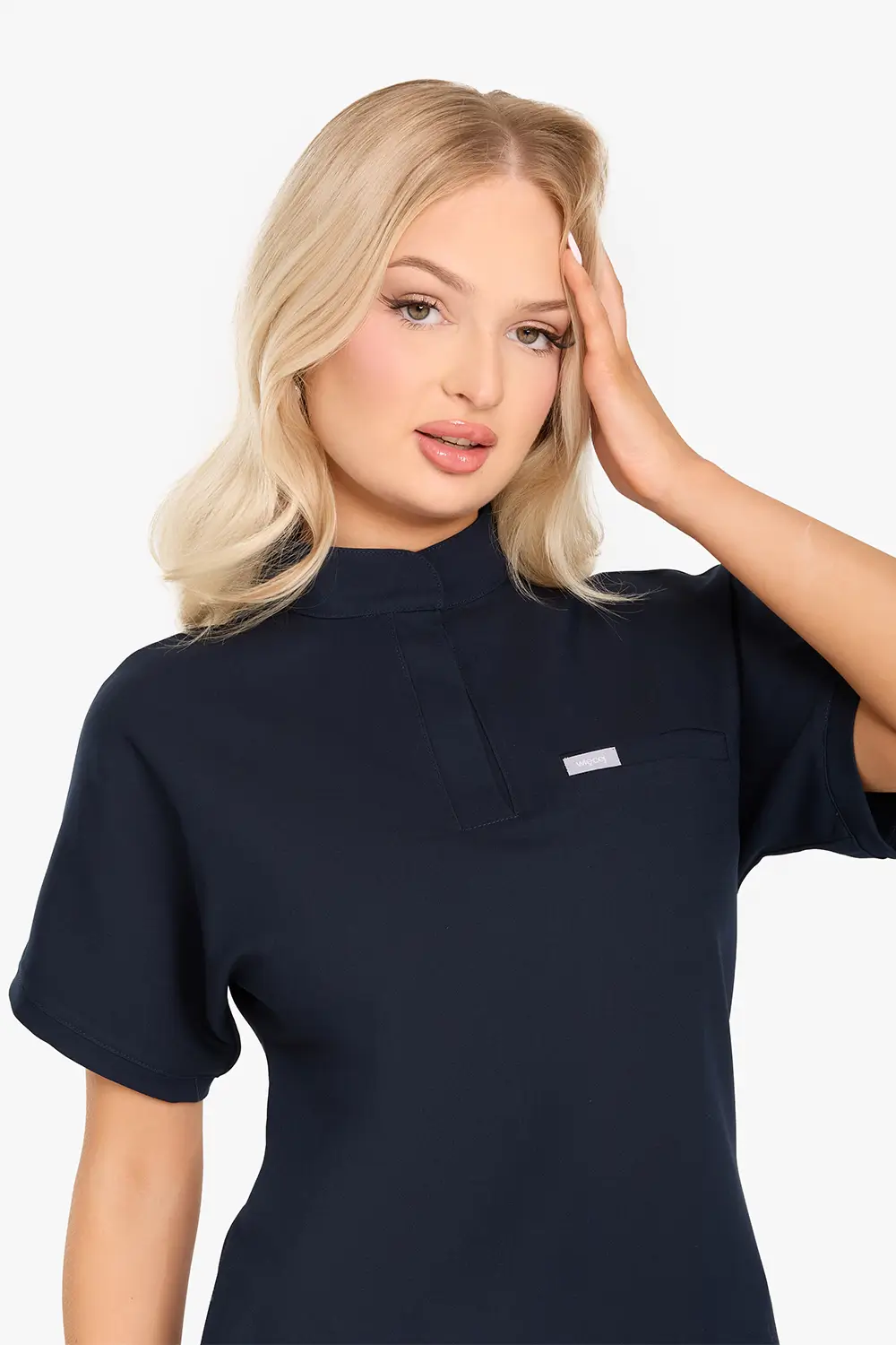 Bluza Medyczna Ze Stójką Damska - Midnight Blue - obrazek 4