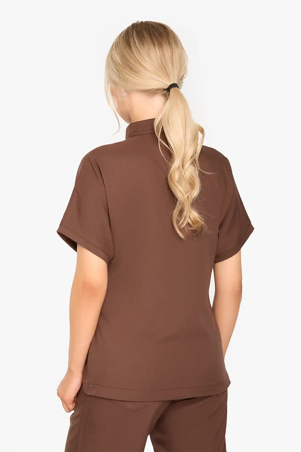 Bluza Medyczna Ze Stójką Damska - Milk Chocolate - obrazek 2