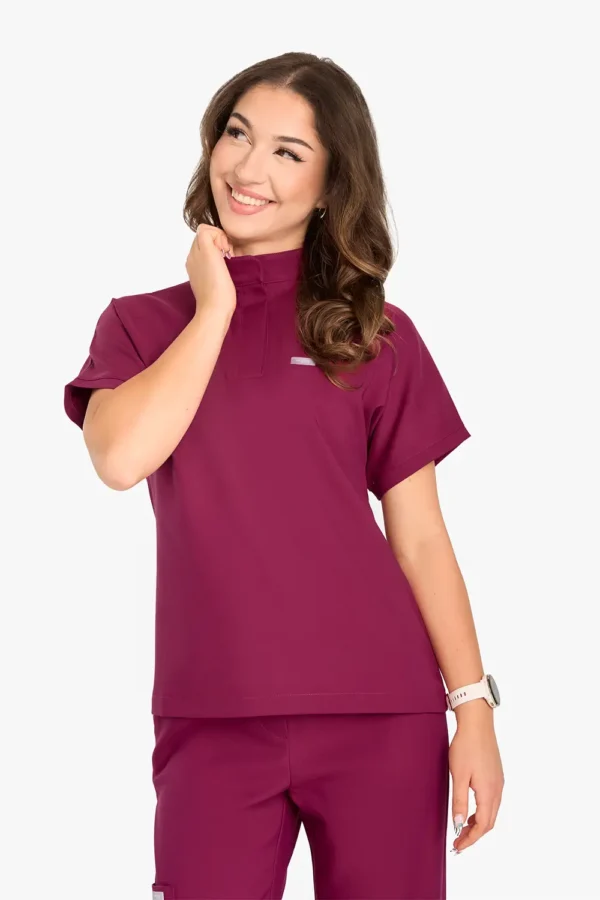 Bluza Medyczna Ze Stójką Damska - Mulled Wine