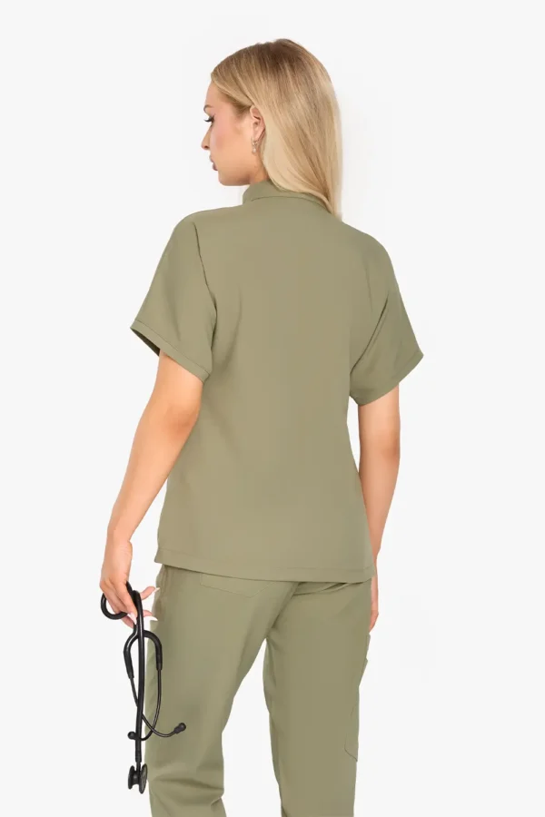 Bluza Medyczna Ze Stójką Damska - Olive Drab
