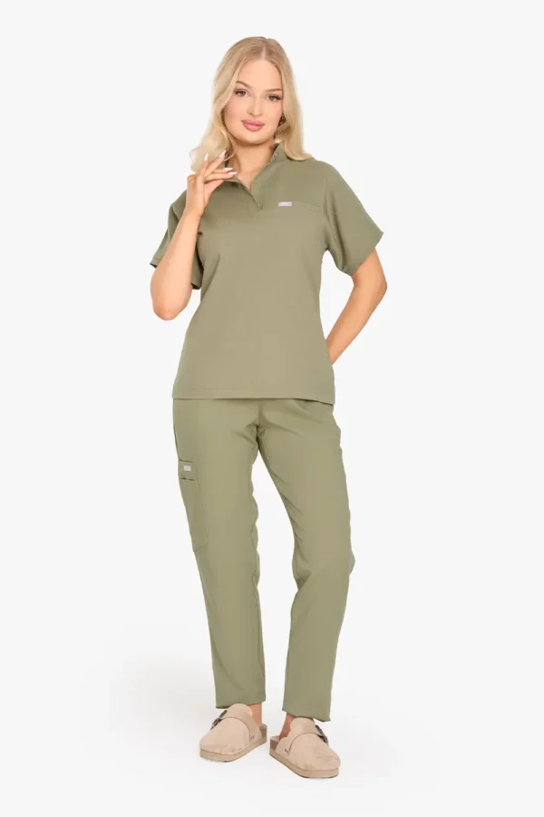 Bluza Medyczna Ze Stójką Damska - Olive Drab