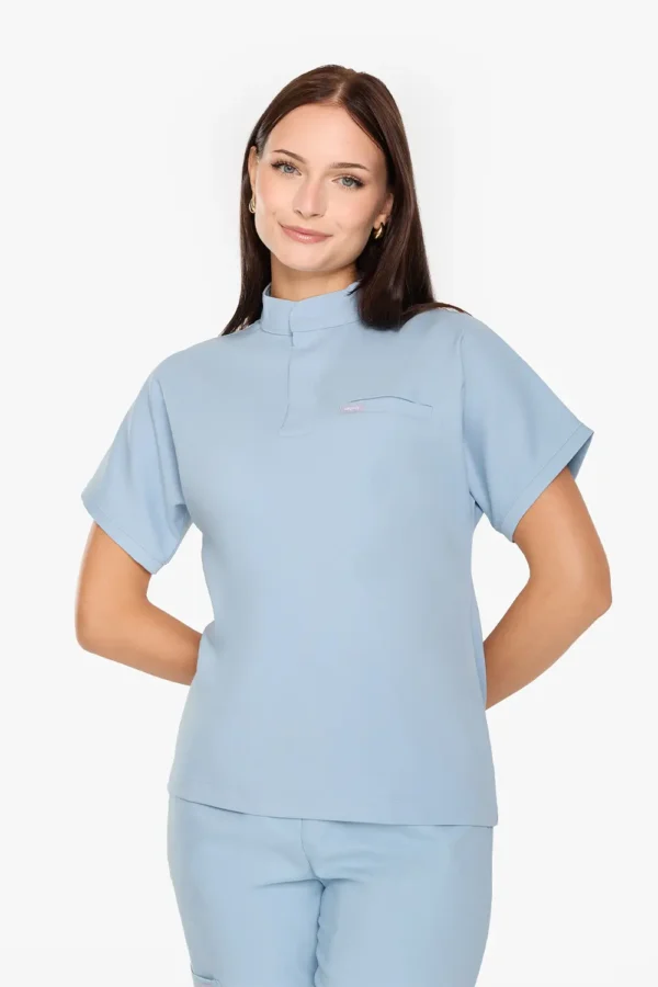Bluza Medyczna Ze Stójką Damska - Pastel Blue