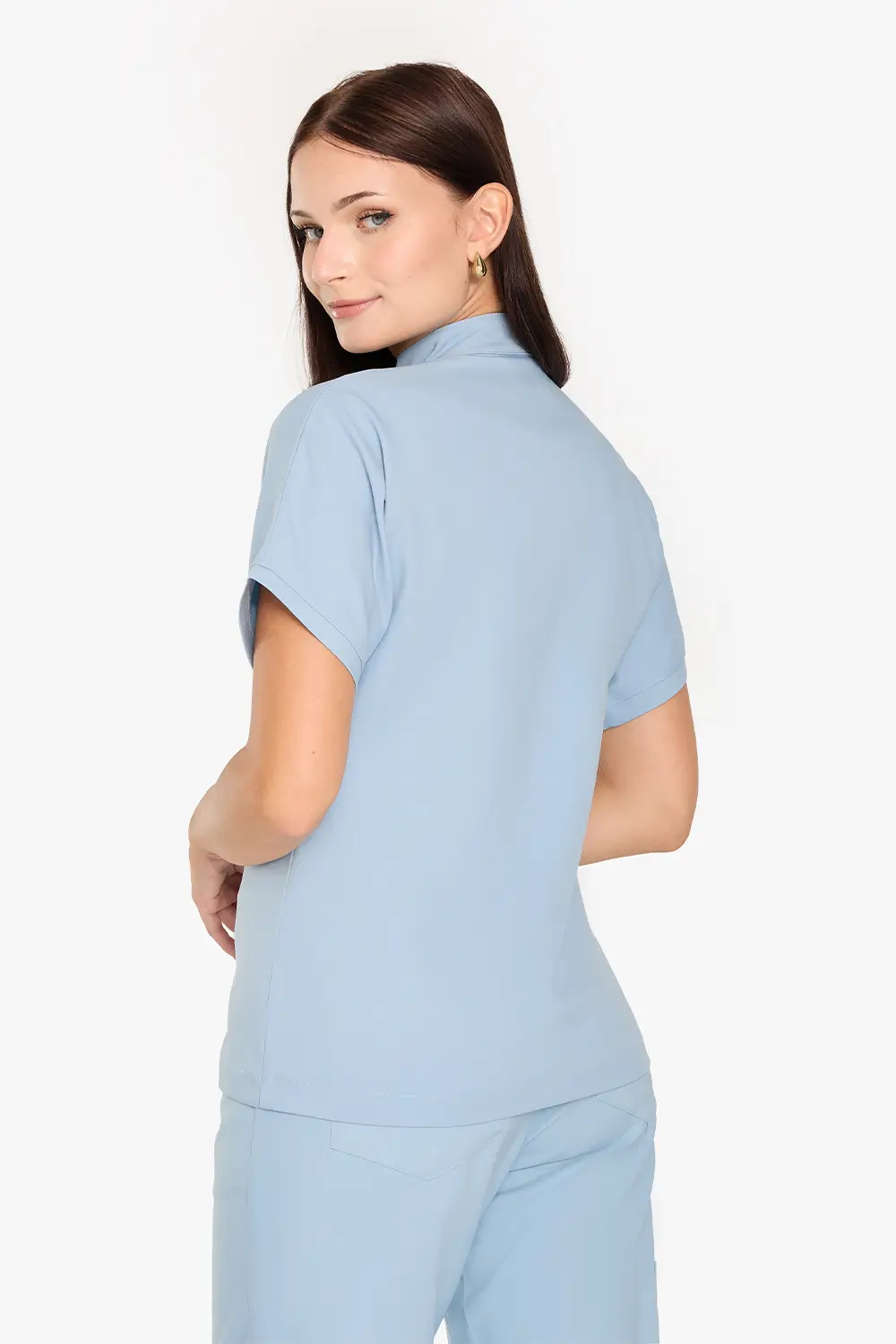 Bluza Medyczna Ze Stójką Damska - Pastel Blue - obrazek 2