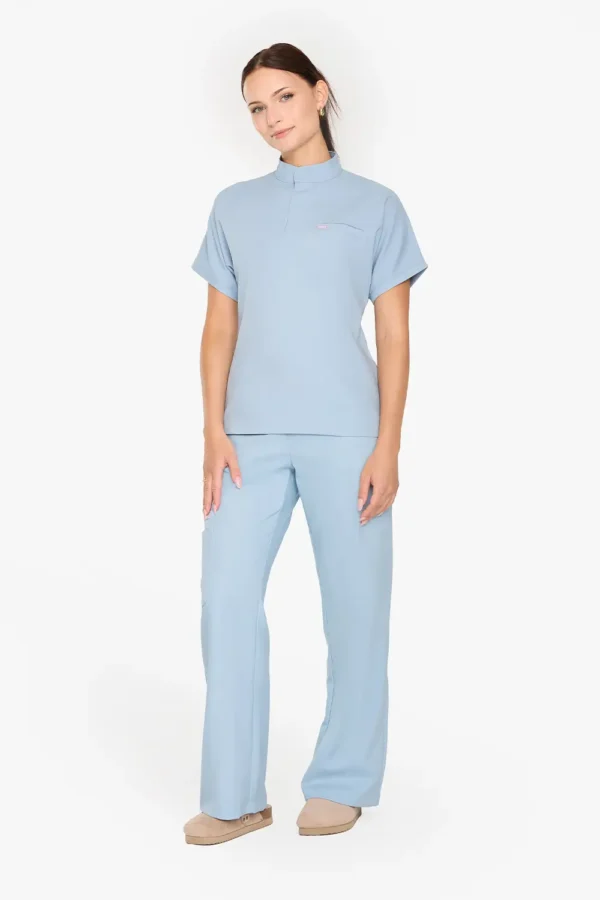 Bluza Medyczna Ze Stójką Damska - Pastel Blue