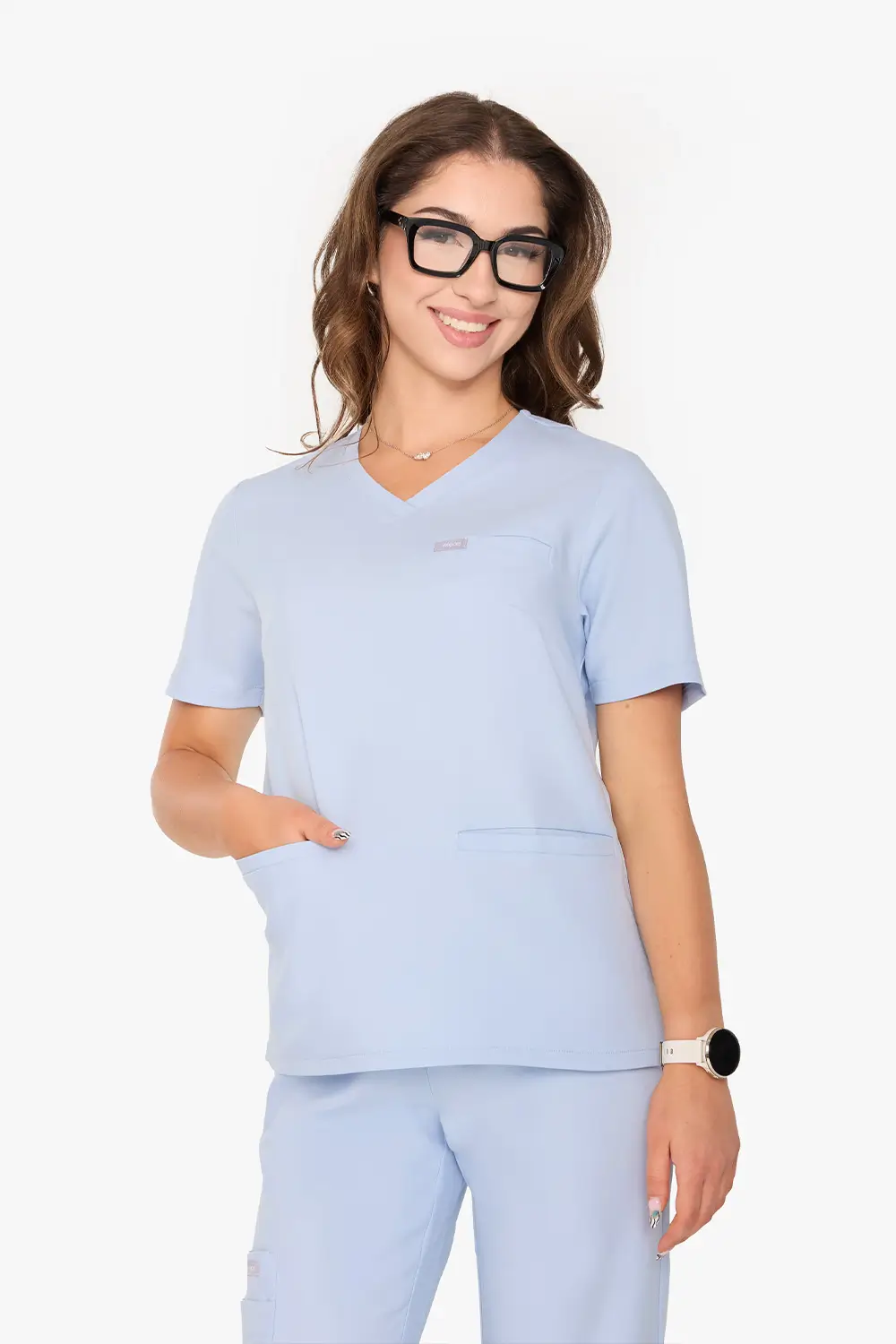 Bluza Medyczna Basic Damska - Baby Blue