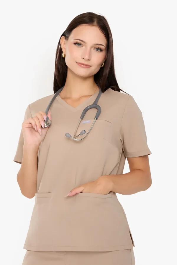 Bluza Medyczna Basic Damska - Beige