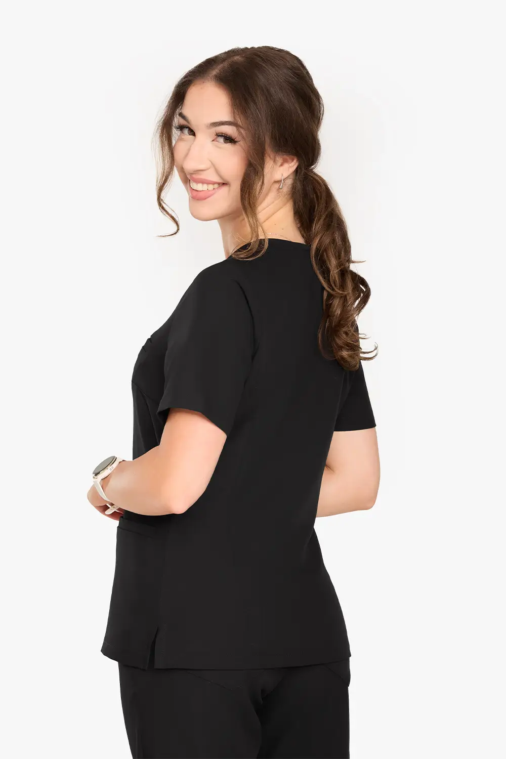 Bluza Medyczna Basic Damska - Black - obrazek 2