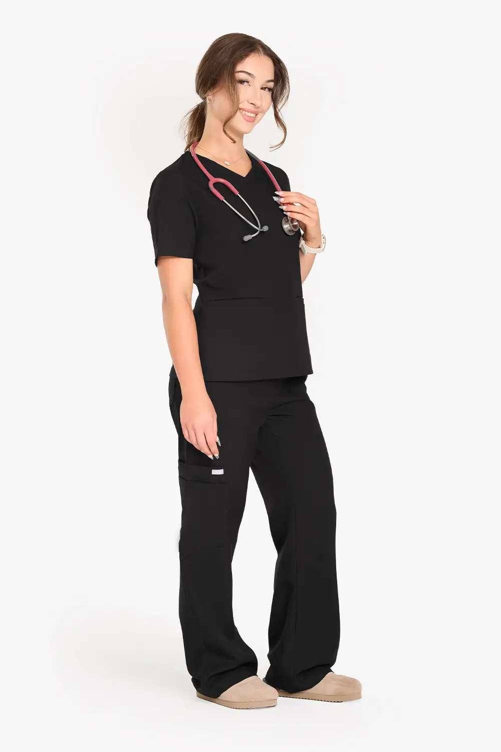 Bluza Medyczna Basic Damska - Black - obrazek 4