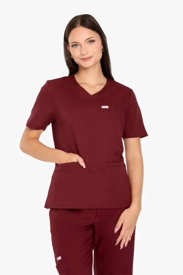 Bluza Medyczna Basic Damska - Burgundy