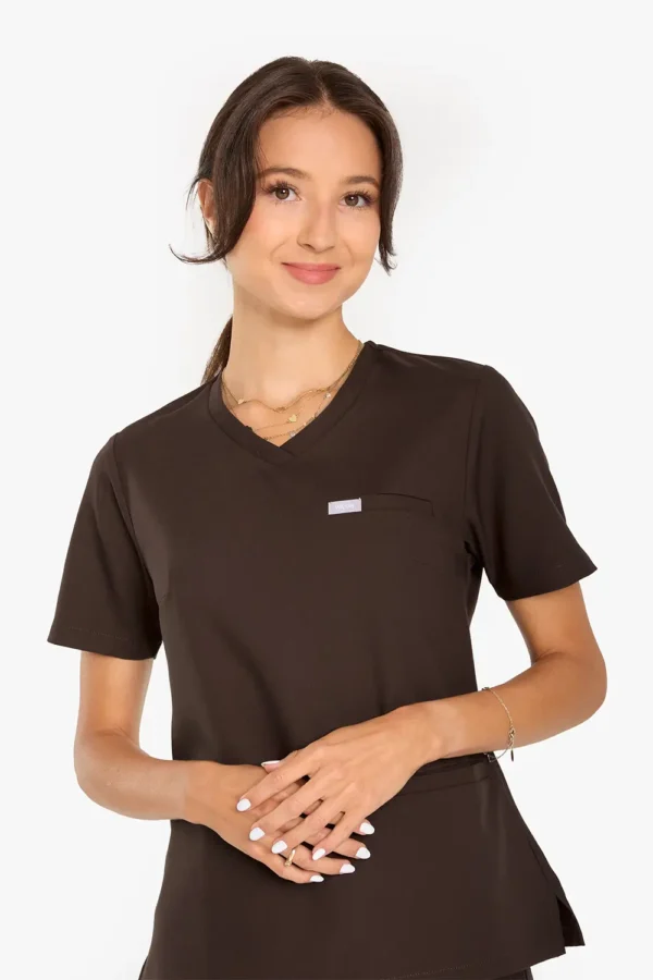 Bluza Medyczna Basic Damska - Hot Chocolate