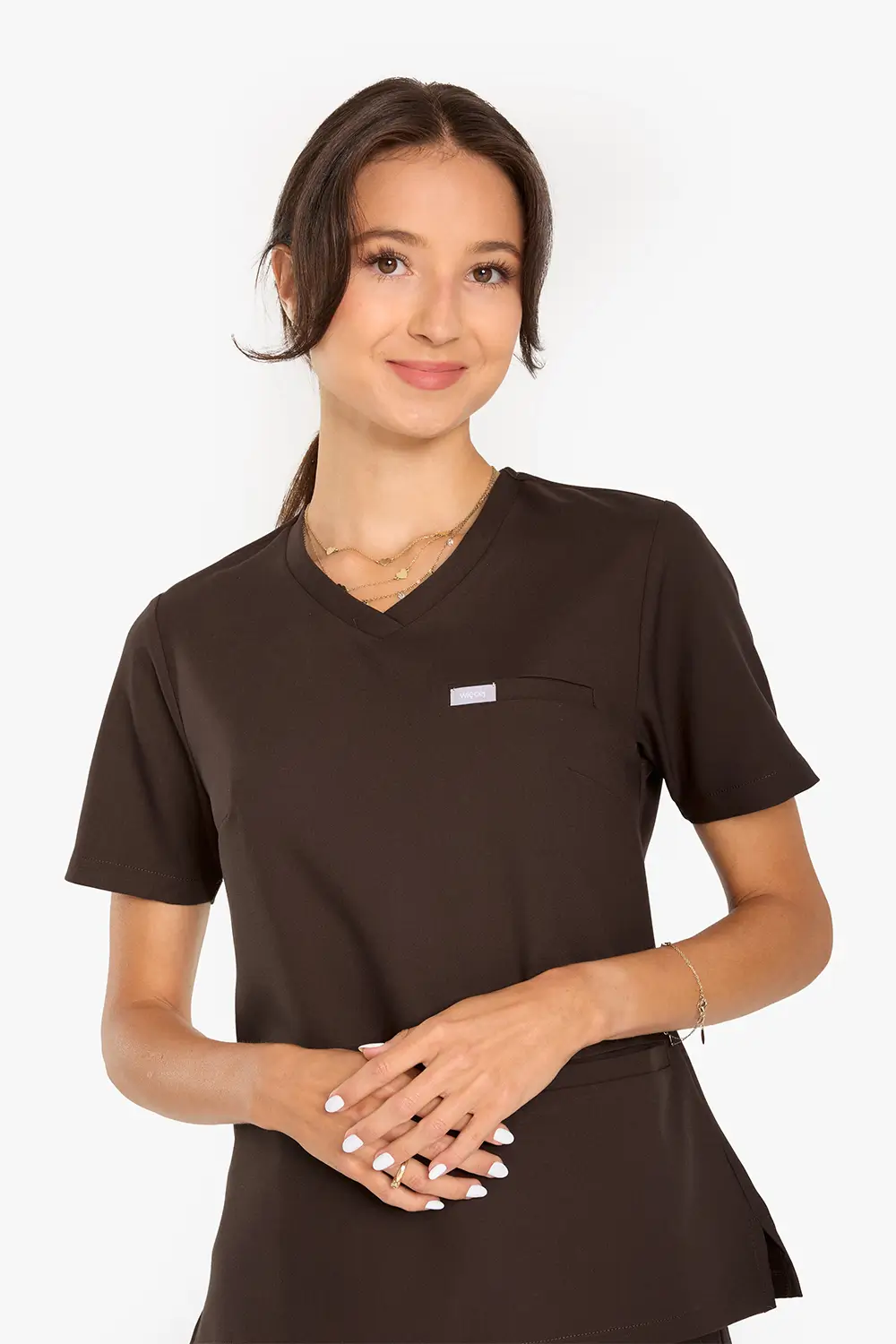 Bluza Medyczna Basic Damska - Hot Chocolate - obrazek 3