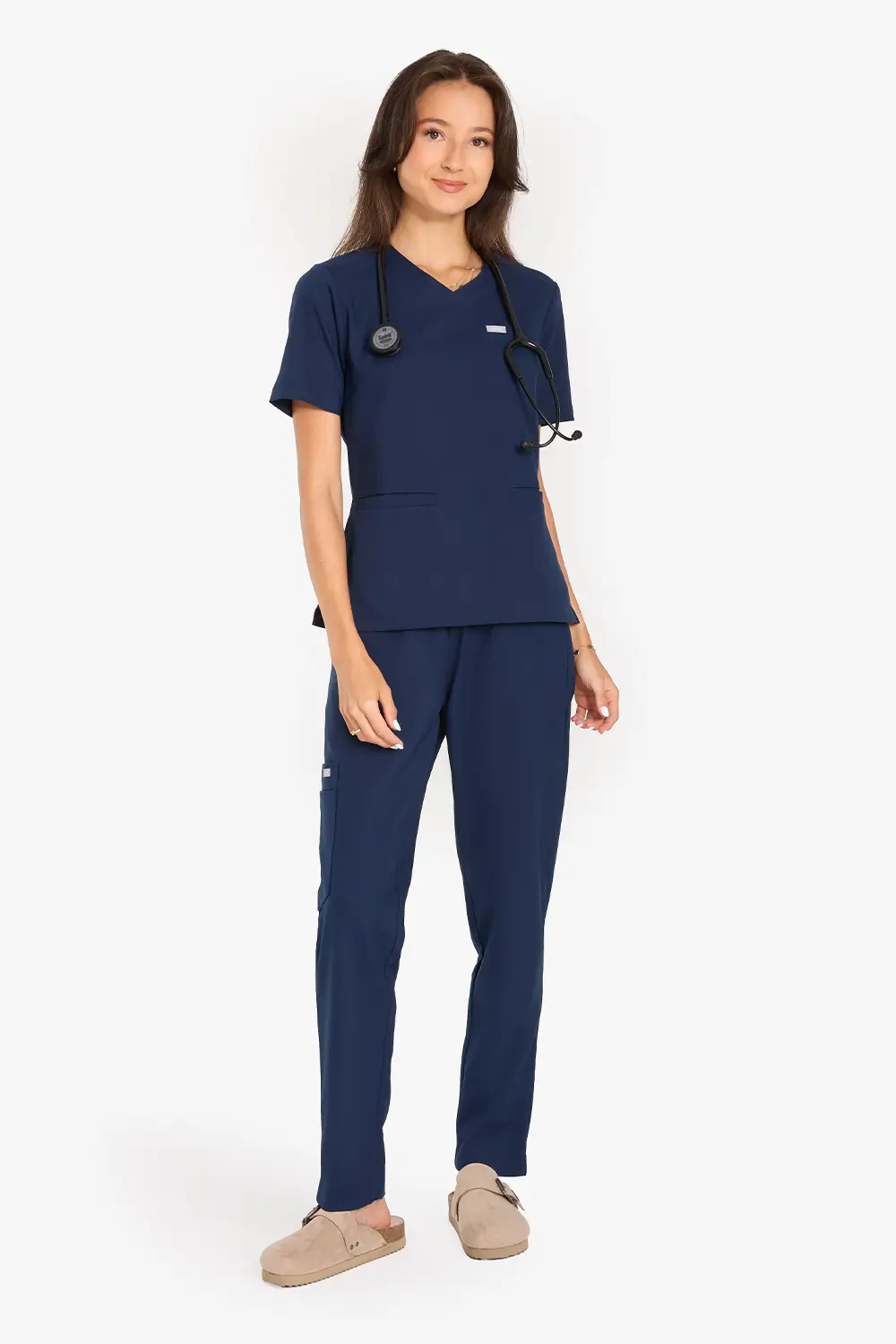 Bluza Medyczna Basic Damska - Light Navy - obrazek 4