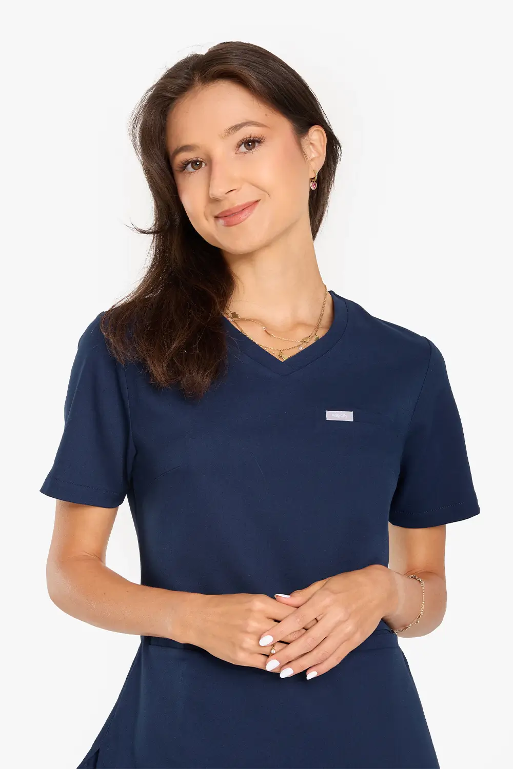 Bluza Medyczna Basic Damska - Light Navy - obrazek 3