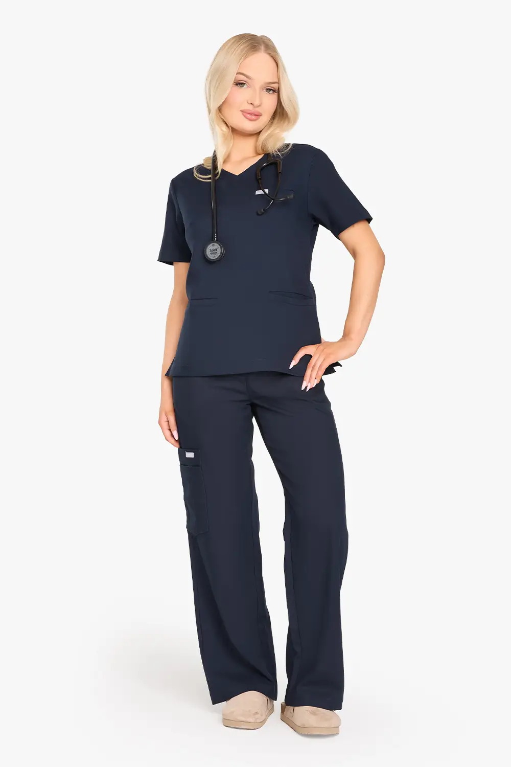 Bluza Medyczna Basic Damska - Midnight Blue - obrazek 3