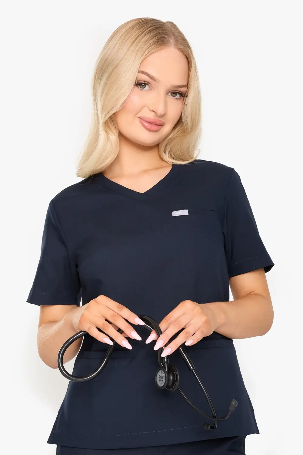 Bluza Medyczna Basic Damska - Midnight Blue - obrazek 4