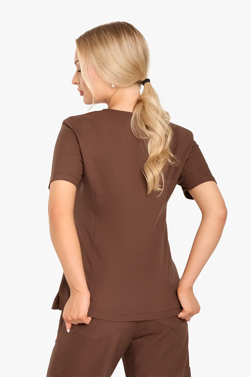 Bluza Medyczna Basic Damska - Milk Chocolte - obrazek 2