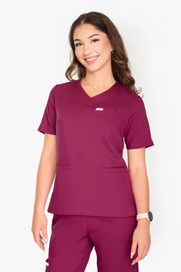Bluza Medyczna Basic Damska - Mulled Wine