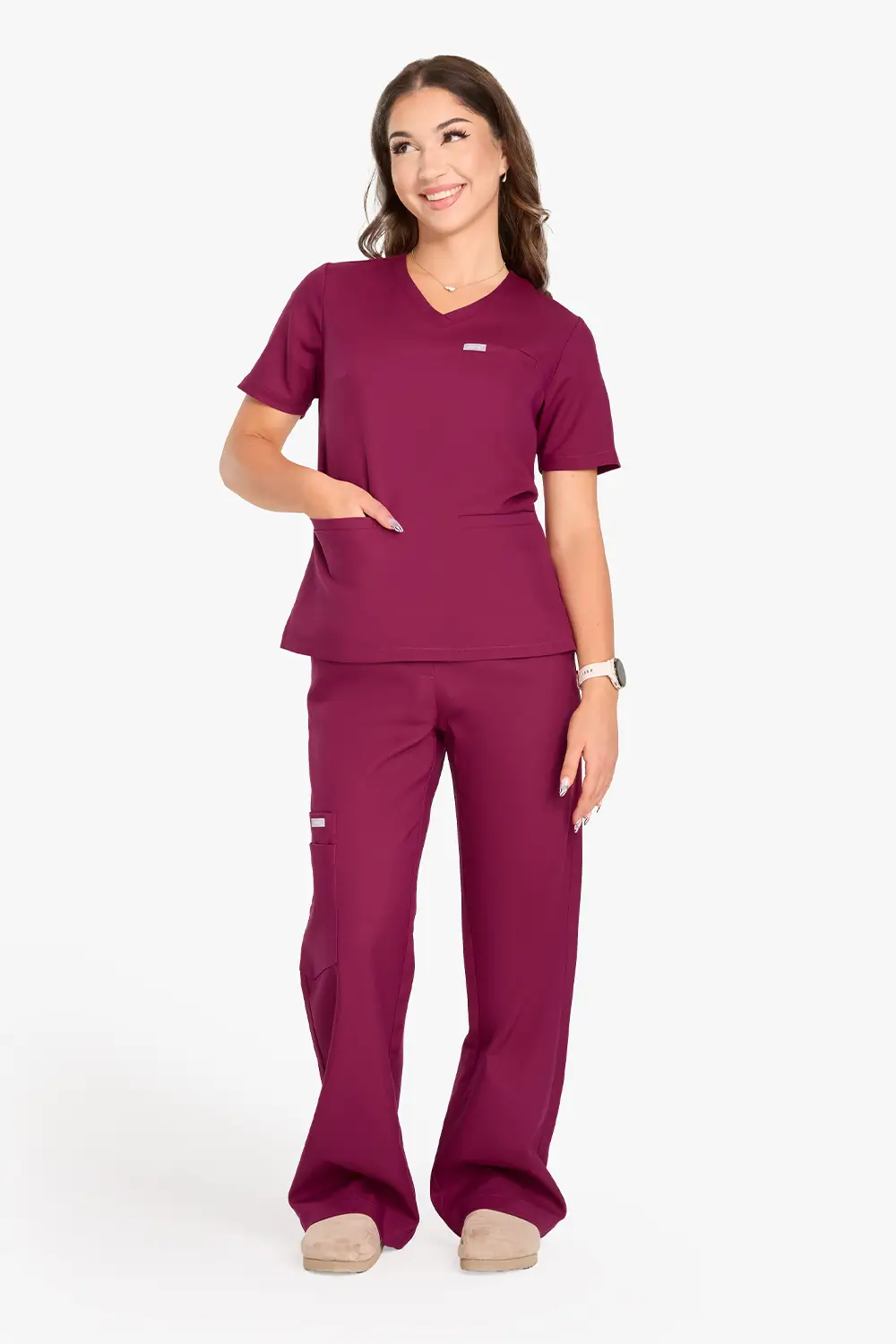 Bluza Medyczna Basic Damska - Mulled Wine - obrazek 3