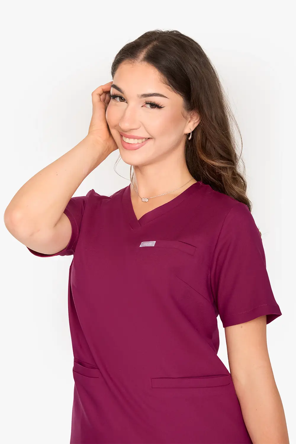 Bluza Medyczna Basic Damska - Mulled Wine - obrazek 4