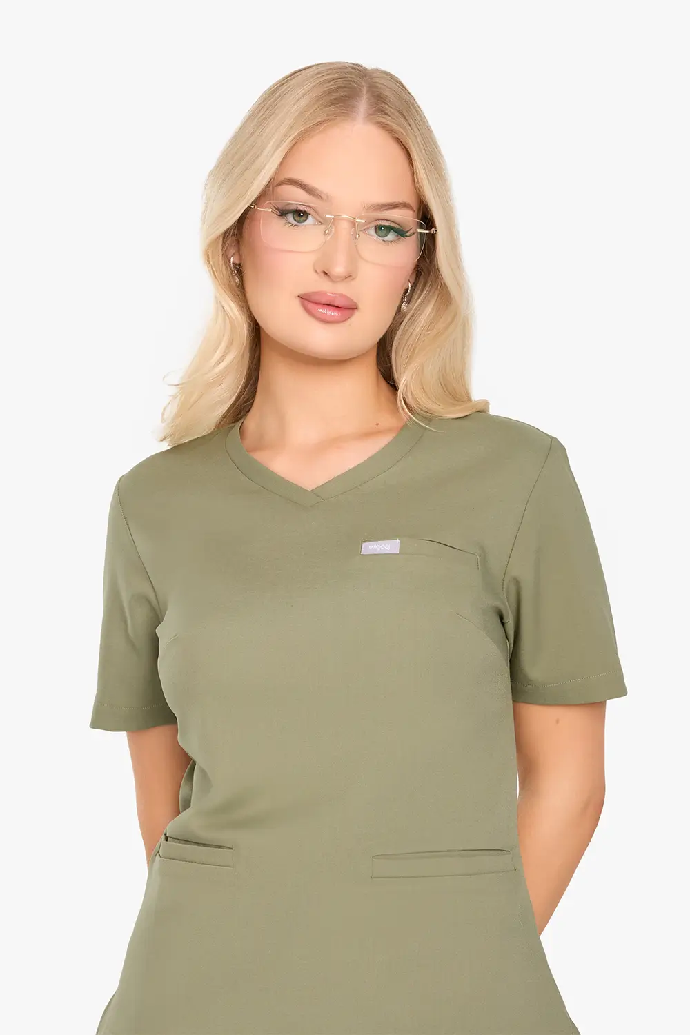 Bluza Medyczna Basic Damska - Olive Drab - obrazek 4
