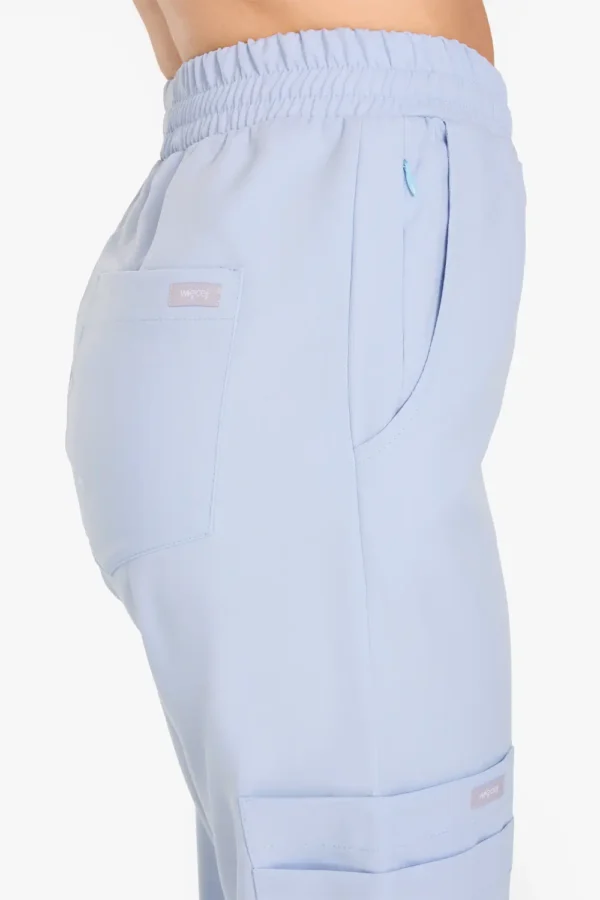 Spodnie Medyczne Damskie Szerokie - Baby Blue