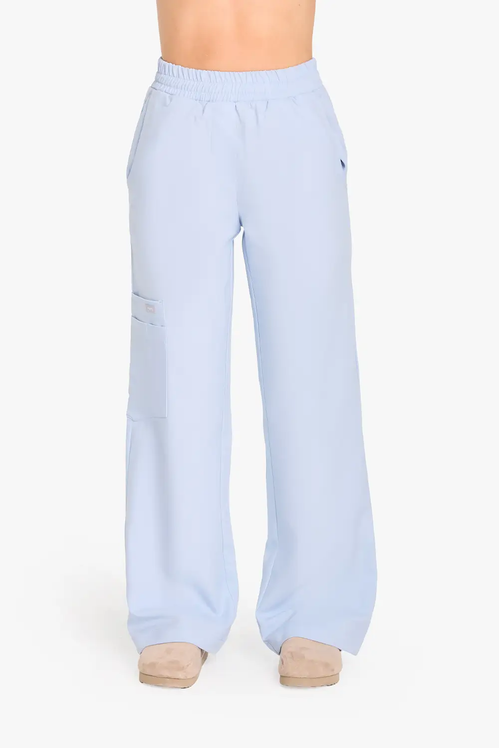 Spodnie Medyczne Damskie Szerokie - Baby Blue - obrazek 2