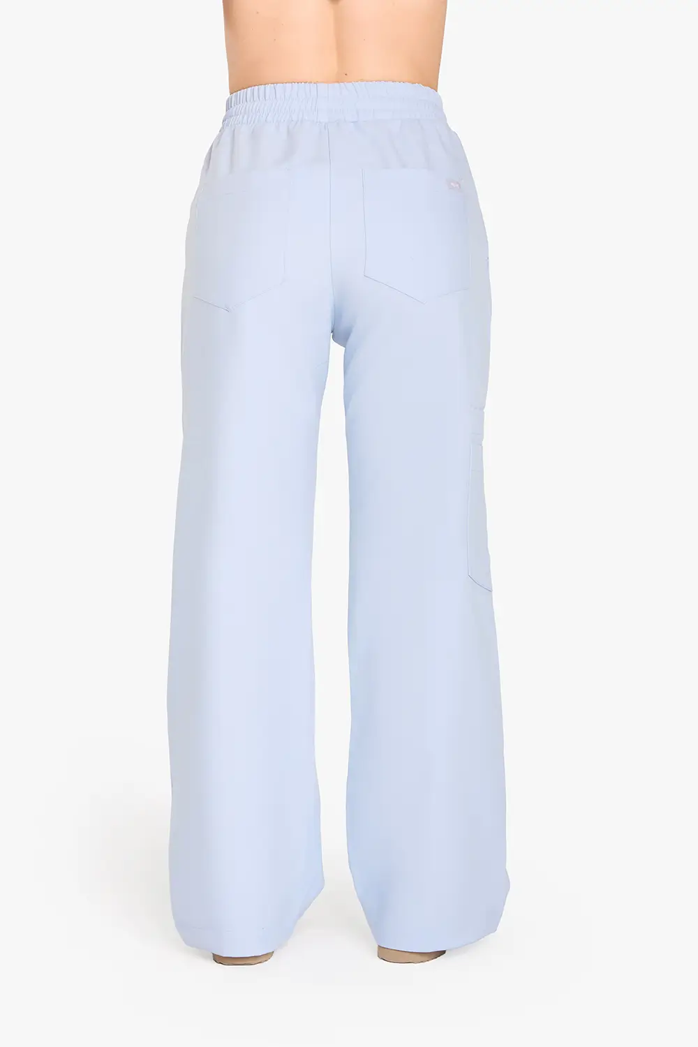 Spodnie Medyczne Damskie Szerokie - Baby Blue - obrazek 3