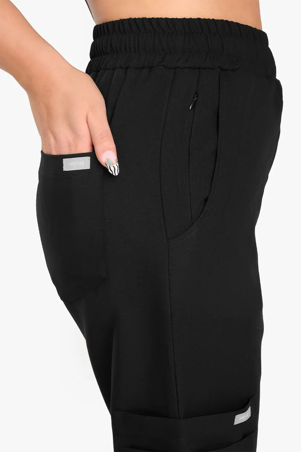 Spodnie Medyczne Damskie Szerokie - Black - obrazek 4